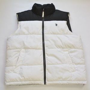U.S. Polo Assn. White Black Puffer Vest Large